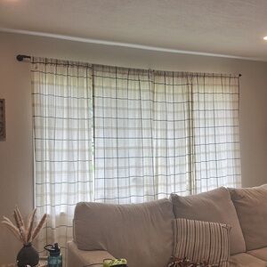 Neutral plaid curtains